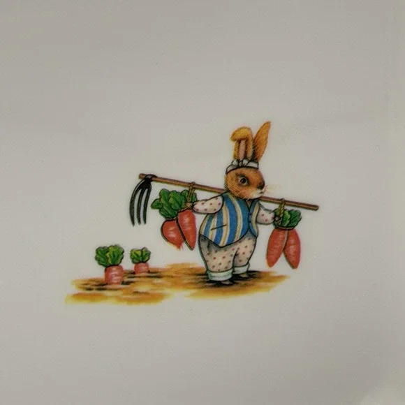 Easter Bunny Melamine Serving Tray Mushroom Farm Cottagecore Spring Decor 10x13 - Picture 3 of 6